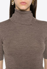 P.A.R.O.S.H Leila Turtleneck Wool Knit Top Taupe D512928LEILA24_026