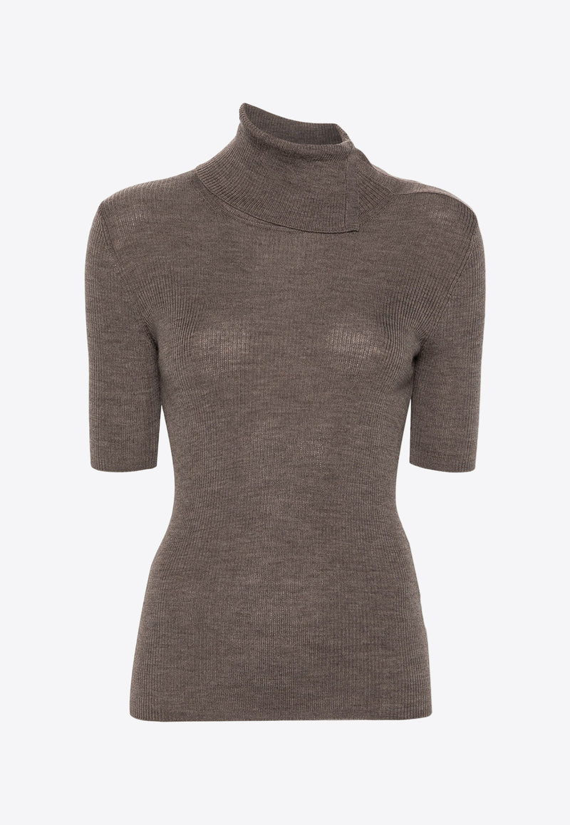 P.A.R.O.S.H Leila Turtleneck Wool Knit Top Taupe D512928LEILA24_026