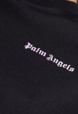 Palm Angels Logo Print Crewneck T-shirt Black PWAA044F24JER001_1036