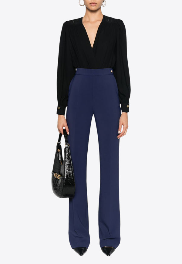 Elisabetta Franchi Logo Rivet Tailored Pants Navy PA03046E2_B75