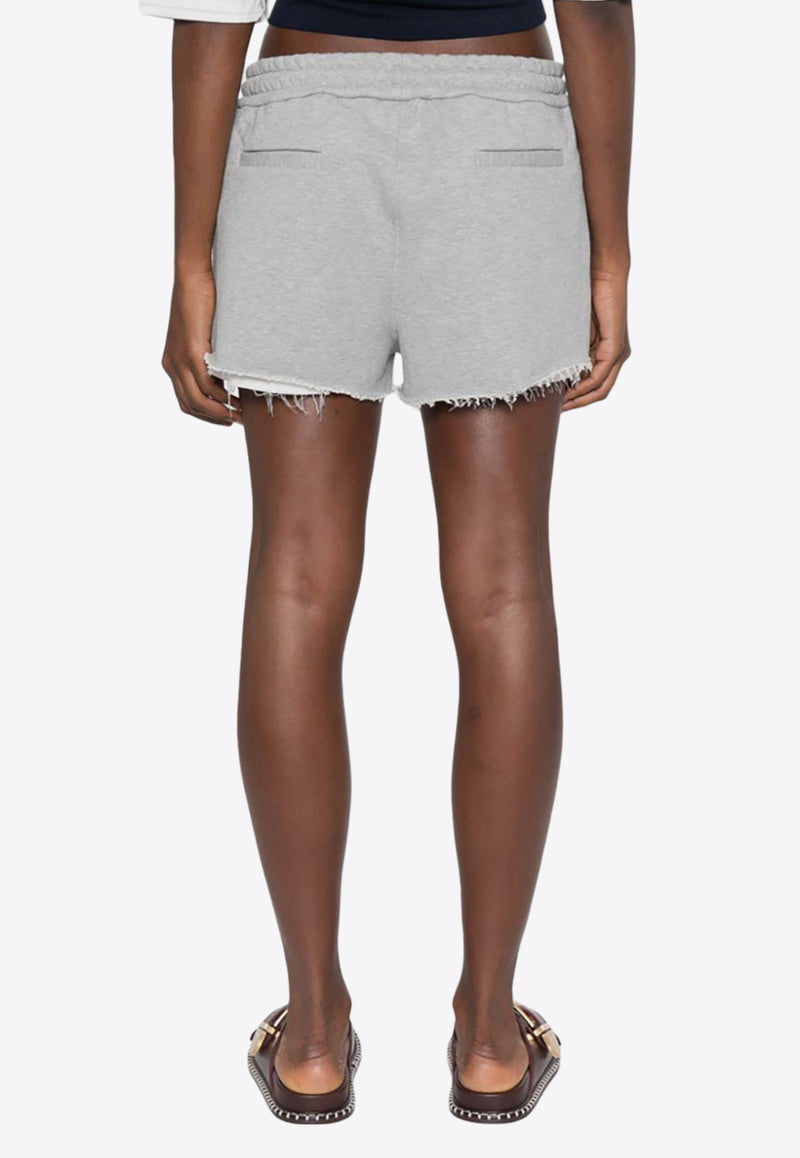 Miu Miu Logo Patch Drawstring Mini Shorts Gray MJP321SOOO15AU_F0031