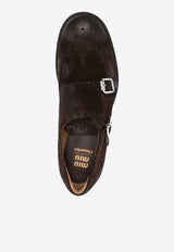 Miu Miu X Church
s Monk Strap Suede Brogue Shoes Brown 5E039EFM0300B2_F0003