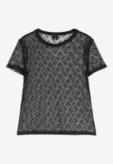 PINKO Togo Monogram Lace T-shirt Black 103712A21J_Z99