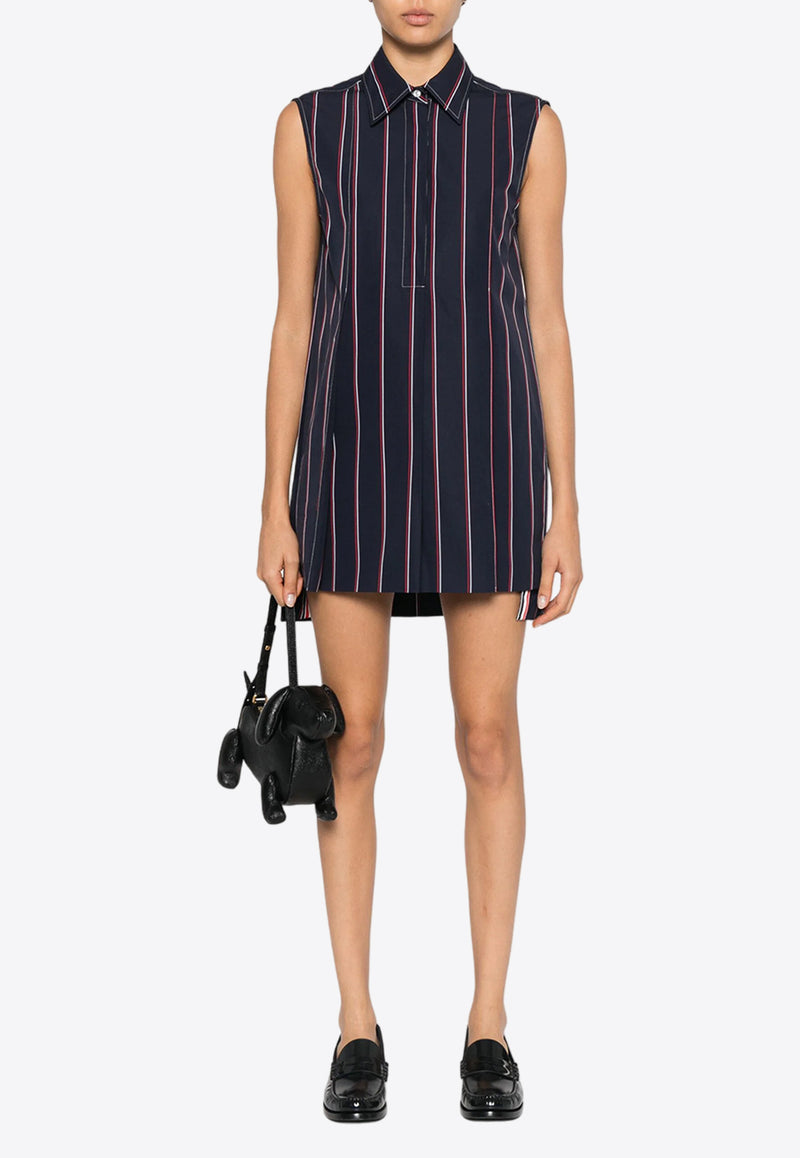 Thom Browne RWB Stripe Mini Wide Dress Navy FDSE88AF0658_415