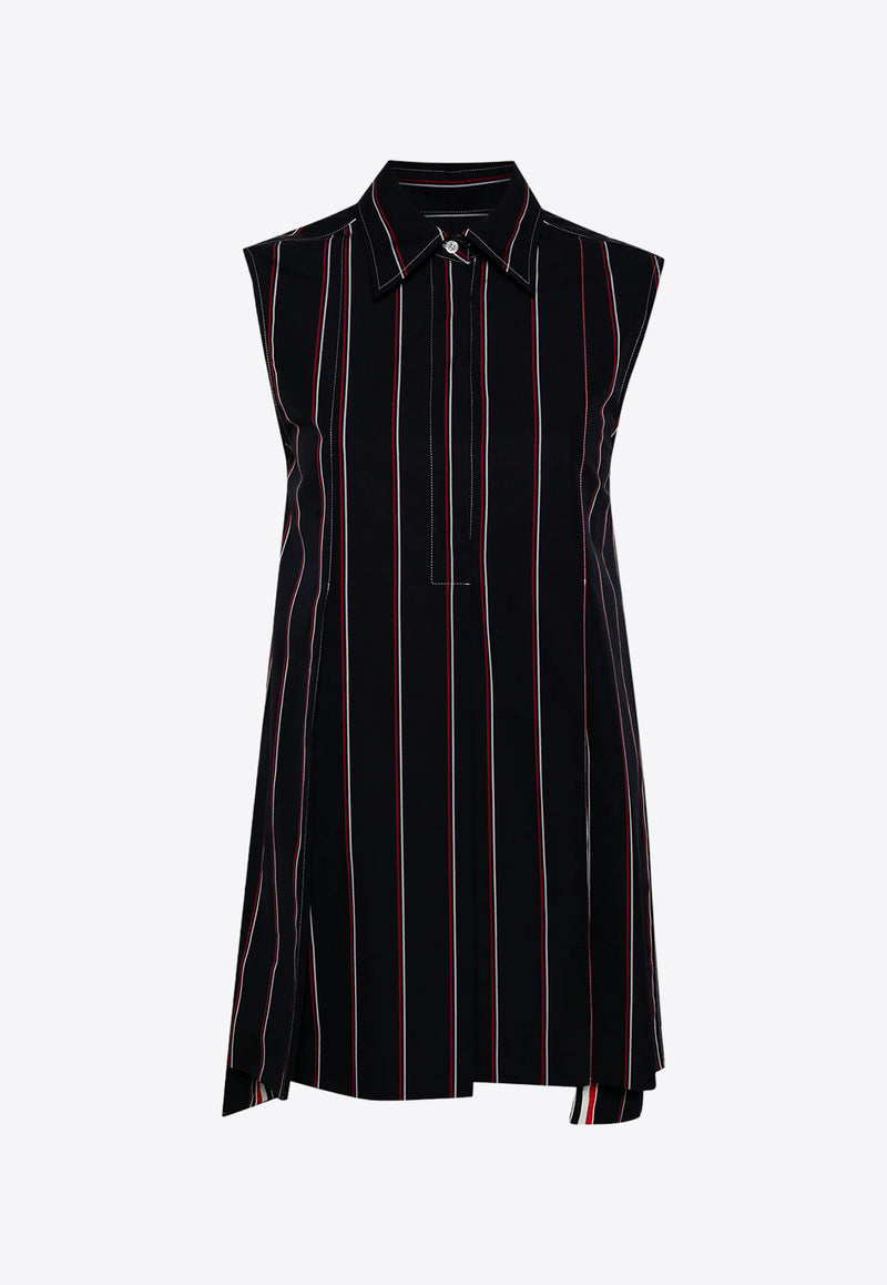 Thom Browne RWB Stripe Mini Wide Dress Navy FDSE88AF0658_415