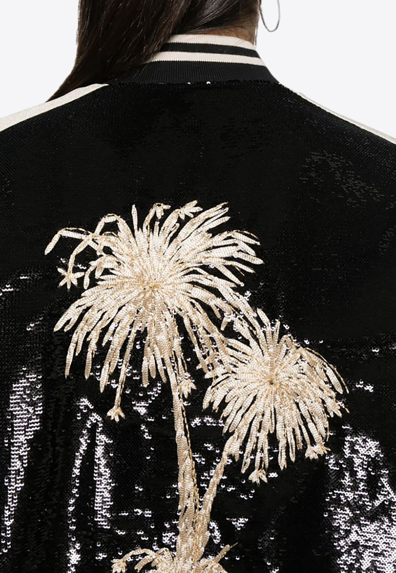 Palm Angels Sequined Bomber Jacket Black PWEH024F24FAB001_1003