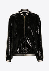 Palm Angels Sequined Bomber Jacket Black PWEH024F24FAB001_1003