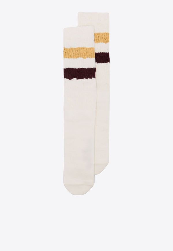 Golden Goose DB Intarsia Knit Distressed Socks White GUP00883P000488_82755