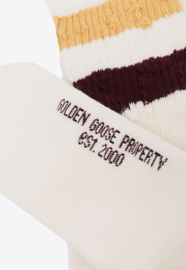 Golden Goose DB Intarsia Knit Distressed Socks White GUP00883P000488_82755