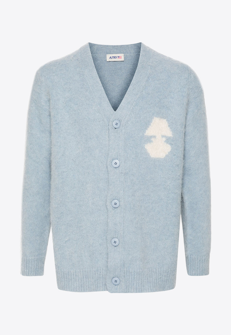 Autry Logo Embroidery Knitted Cardigan Light Blue CRPM77_WB