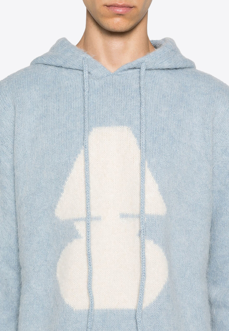 Autry Logo Embroidery Knitted Hoodie Light Blue HOPX78_WB