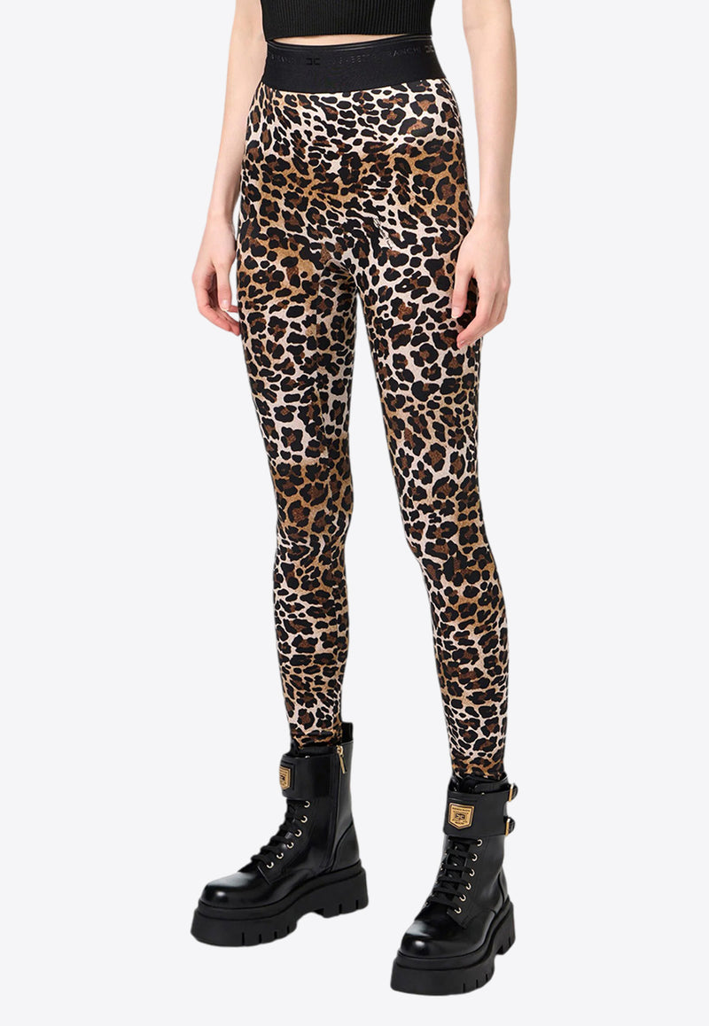 Elisabetta Franchi Leopard Print Leggings  Brown PA05647E2_B85