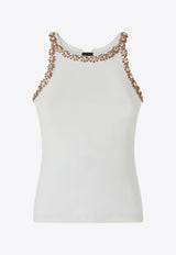 PINKO Crystal Embroidered Tank Top White 104109A246_Z04