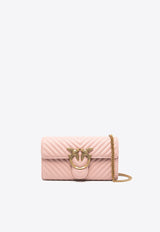 PINKO Love One Chevron Chain Crossbody Bag Pink 100062A0GK_O81Q