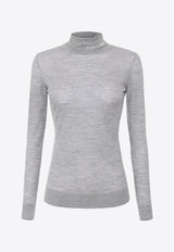 Elisabetta Franchi Semi-Sheer Turtleneck Wool Sweater Gray MK25S47E2_431