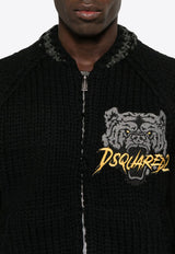 Dsquared2 Logo Patch Knitted Cardigan Black S74HA1484S18307_962