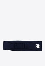 Miu Miu Rubberized Logo Jersey Headband Blue 5IH0832C3D_F022X