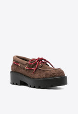 Miu Miu Lace-Up Suede Platform Loafers Brown 5D293EF050054_F0038