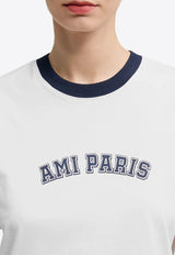 AMI PARIS Logo Appliqué Crewneck T-shirt White UTS047724_100