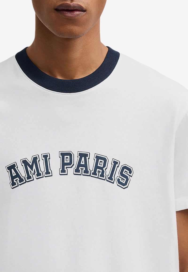 AMI PARIS Logo Appliqué Crewneck T-shirt White UTS047724_100