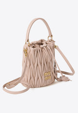 Miu Miu Logo Lettering Quilted Leather Bucket Bag Powder 5BE085VOOON88_F0236