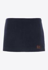 Miu Miu Logo Embroidered Padded Mini Skirt Blue MG2253SOOO15EG_F0008