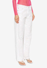 P.A.R.O.S.H Guff Sequined Straight Jeans White D230726GUFF_802