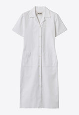 Miu Miu Logo Embroidered Midi Shirt Dress White MF5568SOOO15T9_F0009