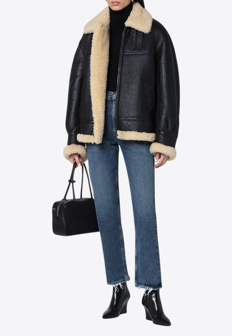 Saint Laurent Leather and Shearling Jacket Black 800896YCOW2/P_YSL-1121