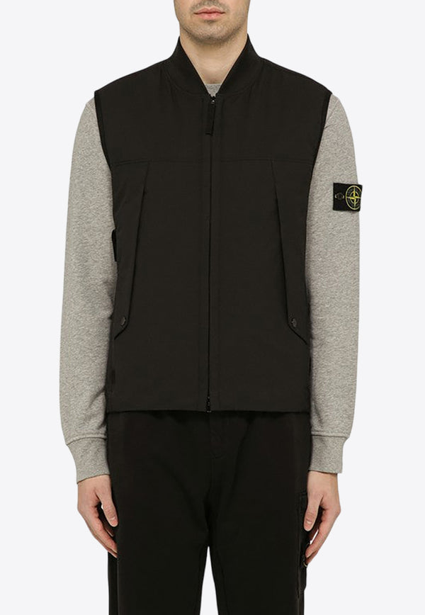 Stone Island Logo Patch Zipped Waistcoat Black 8015G0121/O_STONE-V0029