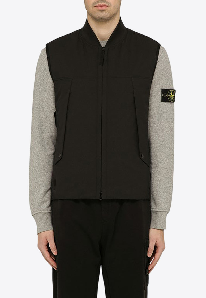 Stone Island Logo Patch Zipped Waistcoat Black 8015G0121/O_STONE-V0029