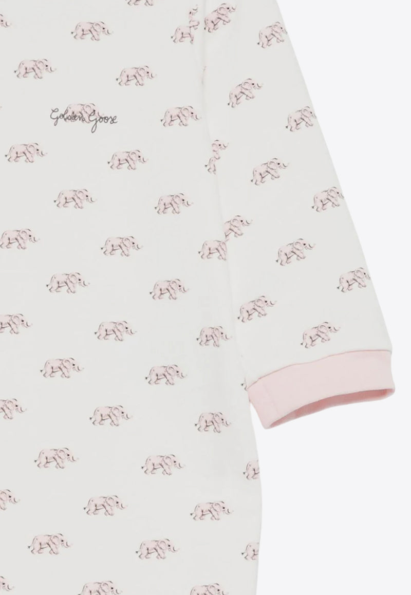 Golden Goose DB Kids Baby Girls Elephant Print Onesie Set - Set of 3 Pink GBP02064P001750_82750