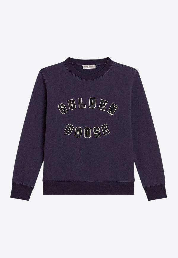 Golden Goose DB Boys Logo Print Crewneck Sweatshirt Navy GKP01402P001749_50825