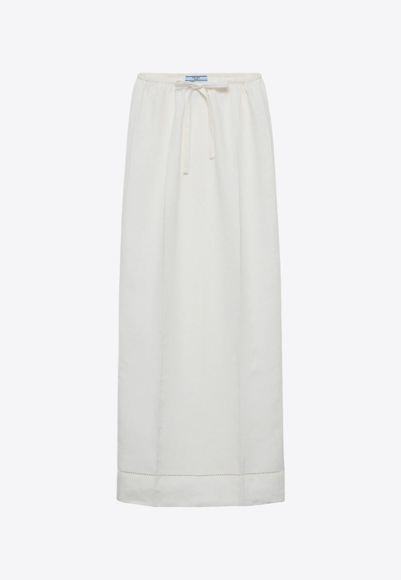 Prada Logo Embroidered Maxi Skirt Ivory P135YRSOOO15Y4_F0304