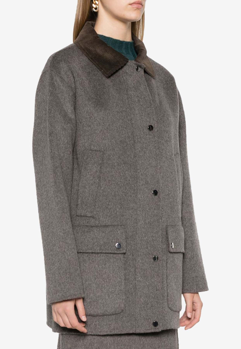 P.A.R.O.S.H Leak Short Wool Coat Brown D431667LEAK24_008