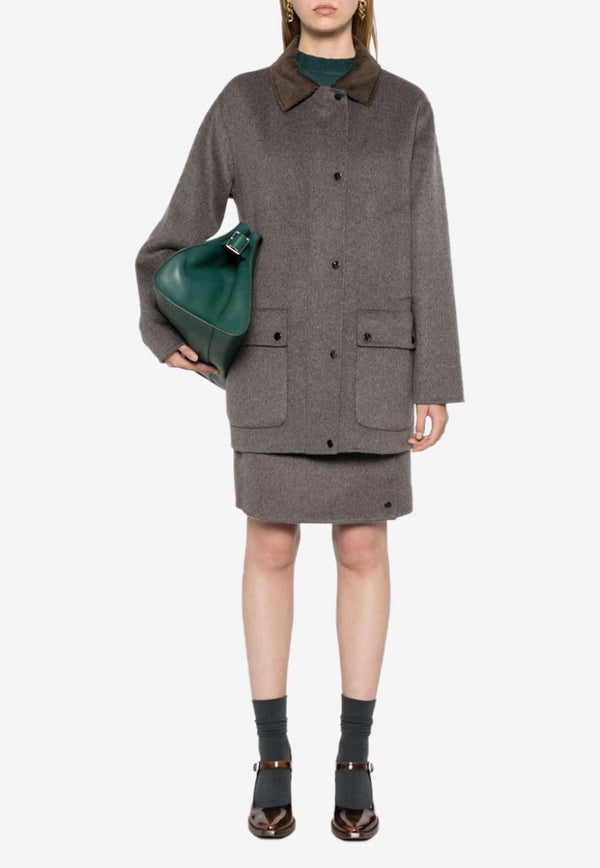 P.A.R.O.S.H Leak Short Wool Coat Brown D431667LEAK24_008