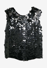 P.A.R.O.S.H Glass Sequin Embellished Top Black D311623GLASS_013