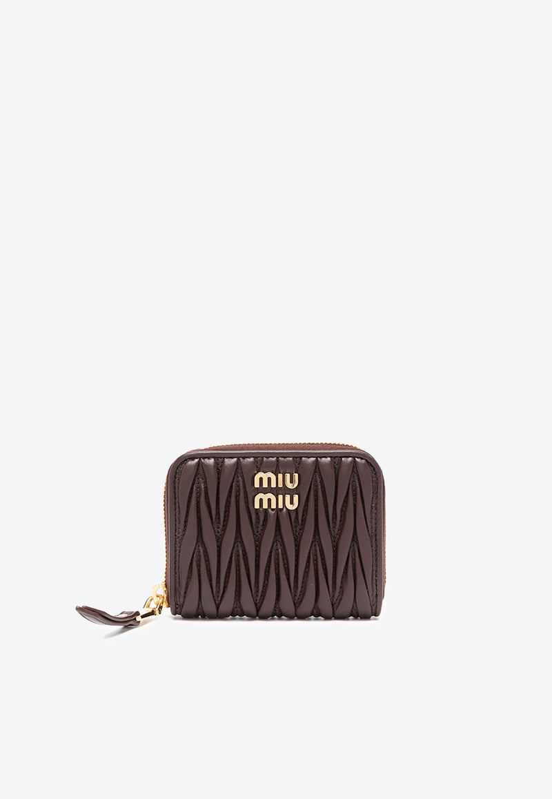 Miu Miu Matelassé Leather Zip Wallet Brown 5MM2682FPP_F0NBL