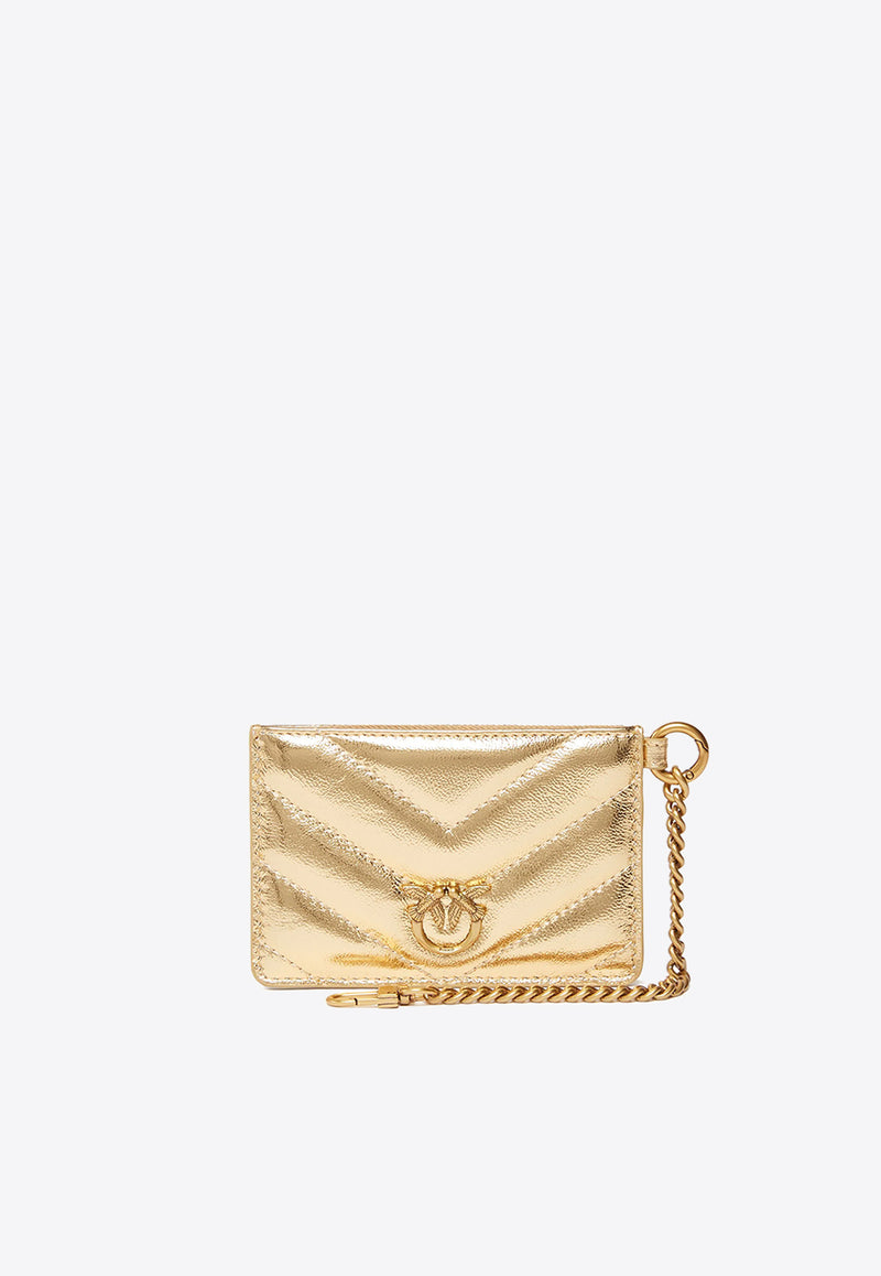 PINKO Chain Wrinkled Love Cardholder Gold 102748A1RO_ZZLQ