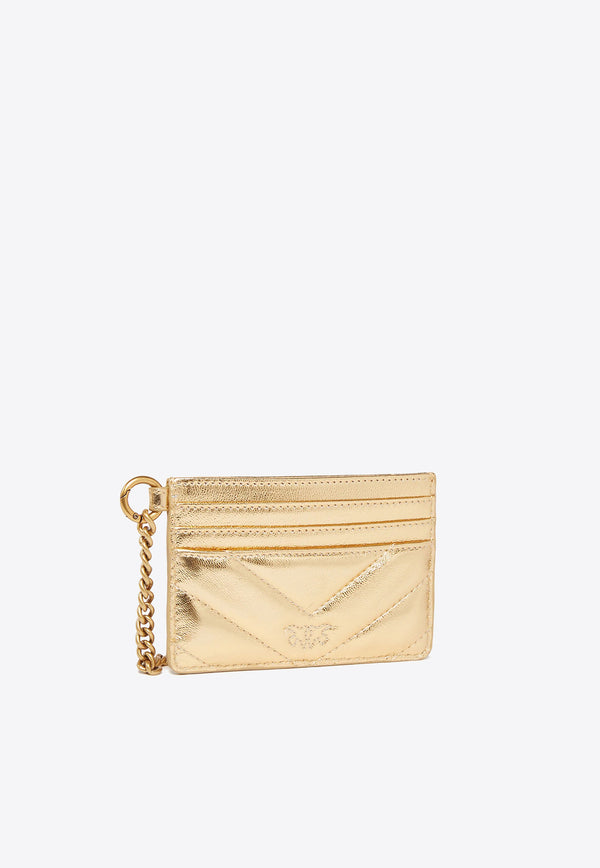 PINKO Chain Wrinkled Love Cardholder Gold 102748A1RO_ZZLQ