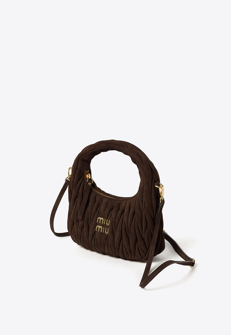 Miu Miu Wander Suede Hobo Bag Brown 5BC125VOOY2B7O_F0003