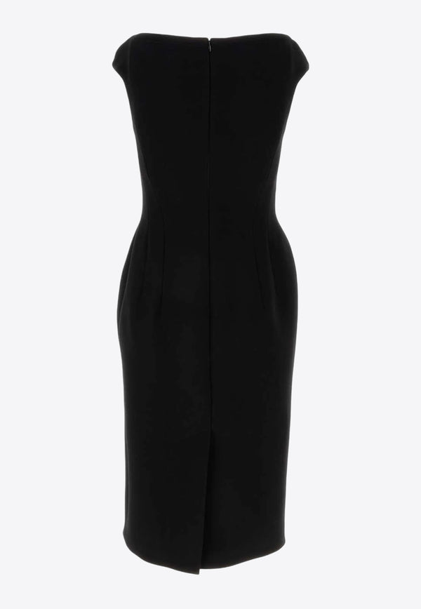 Miu Miu Classic Wool Knee-Length Dress Black MF5551SOOOS31_F0002