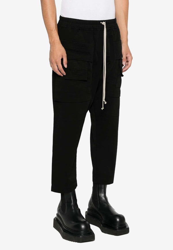 Rick Owens DRKSHDW Cropped Drawstring Cargo Pants Black DU02D2371TW_09