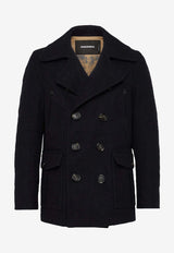 Dsquared2 Double-Breasted Felted Coat Navy S71AA0459S44216_477