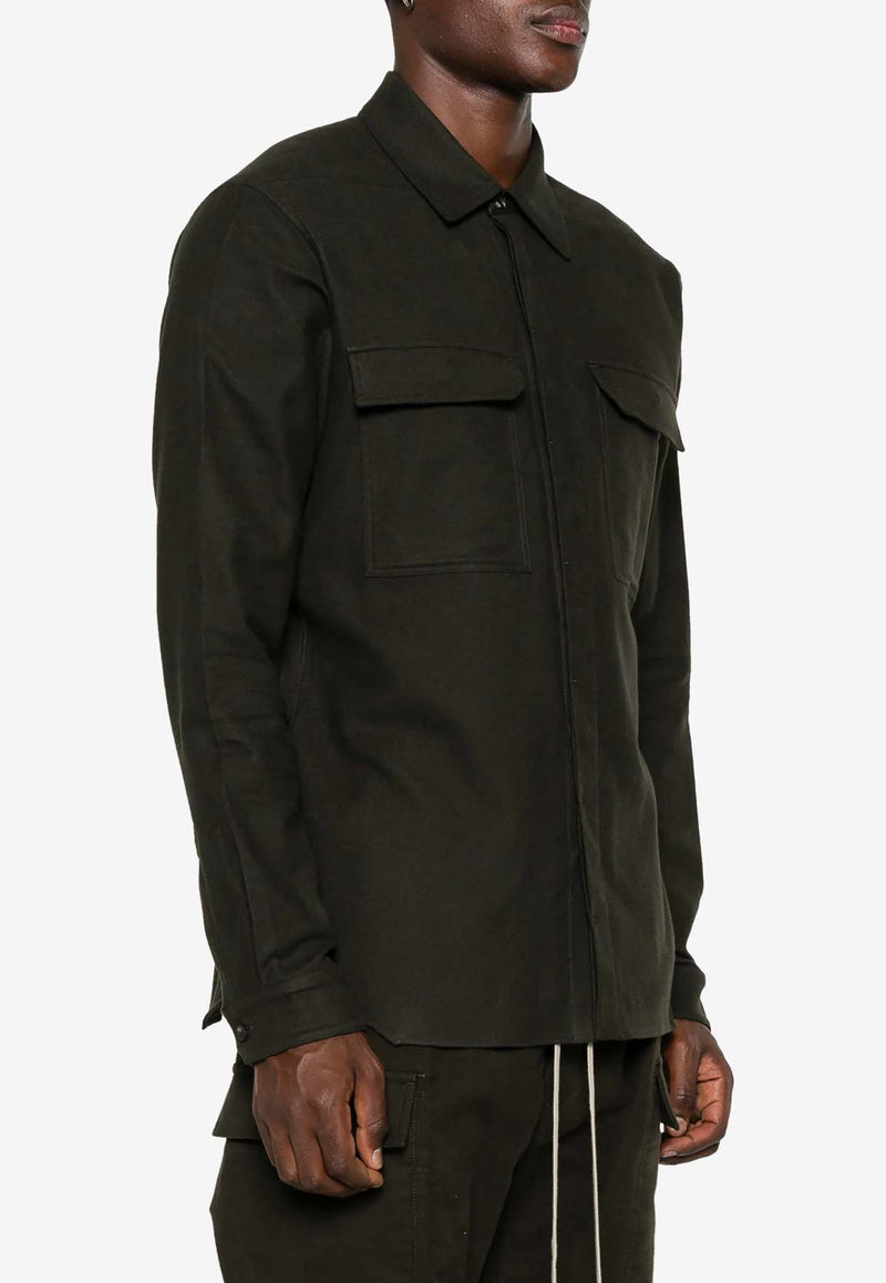 Rick Owens Long-Sleeved Work Shirt Dark Green RU02D6291FL_75