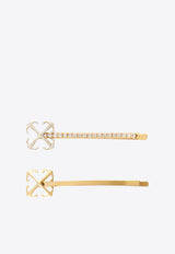 Off-White Arrow Hair Clip - Set of 2 Gold OWOE002F24MET001_7672