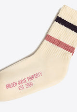 Golden Goose DB Stripe Logo Knit Socks Ivory GKP00883P001107_11973