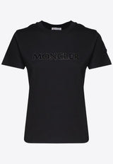 Moncler Crystal Embellished Logo T-shirt Black J20938C0002189AIJ_999