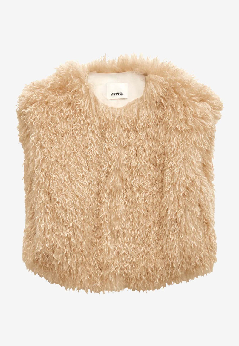 Isabel Marant Florane Cropped Shearling Vest Ecru GI0030FAB3D02I_23EC