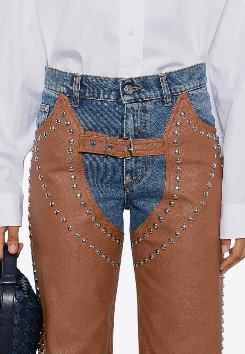 Stella McCartney Denim Studded Chaps Jeans Brown 6D03313SQH02_4233